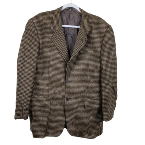 VTG Y2K Valentino Uomo Brown Check Wool Sport Coat Size 40 Retro Classiccore - Picture 1 of 8